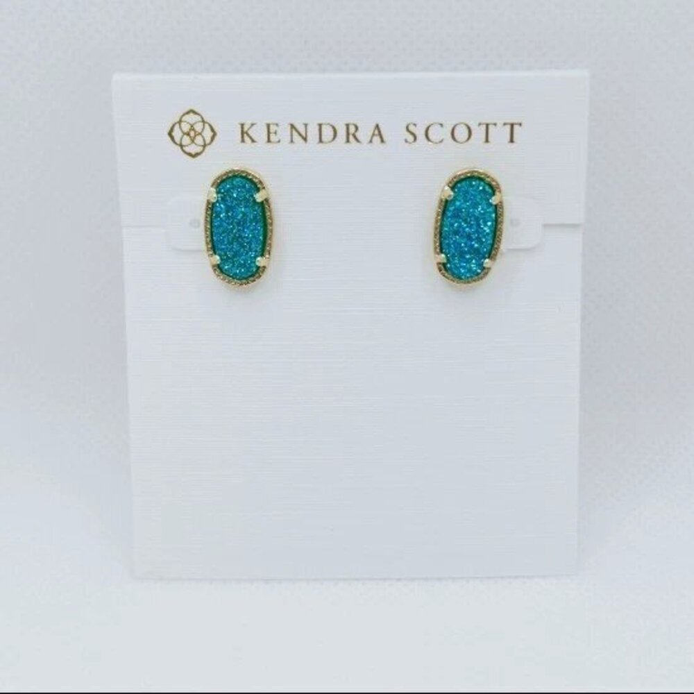 Kendra Scott Gold Ellie Stud Earrings In Teal Drusy